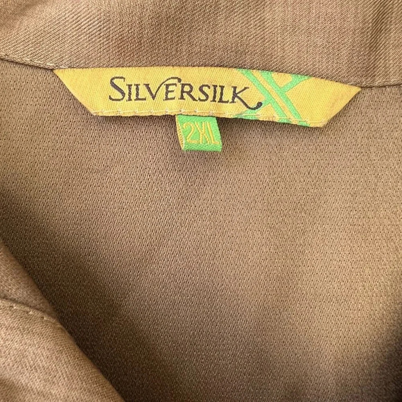 Silversilk Mens Brown Short Sleeve Button-Up Shirt 2XL‎ - Picture 3 of 5